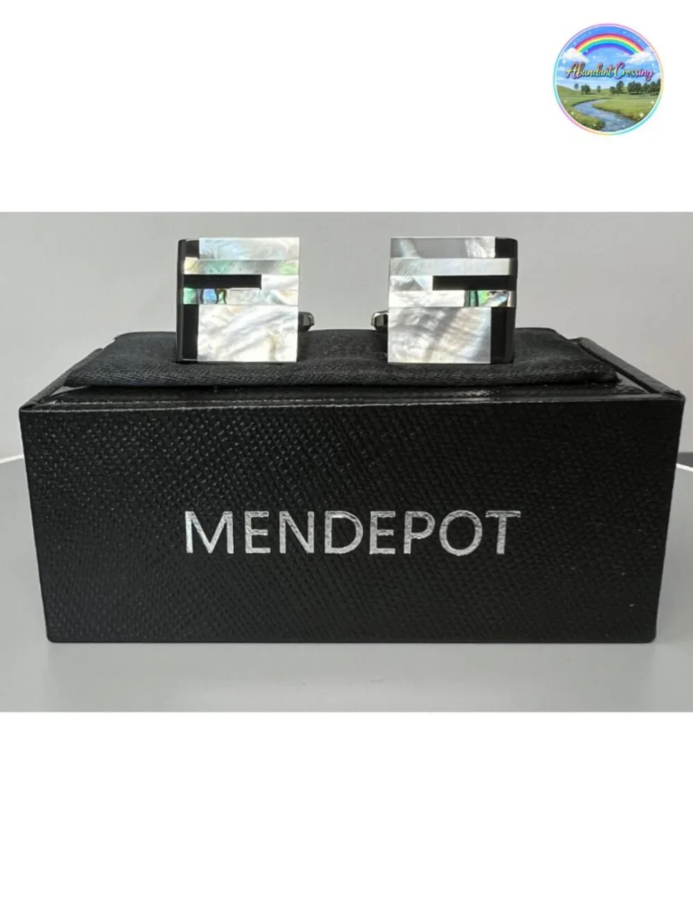 Genuine Onyx Mother of Pearl Cufflinks Men Classic Cuff Links with Box